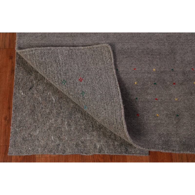 Hand Knotted Oriental 100% Wool Carpet Tribal Tribal Greys & Charcoal Gabbeh Area Rug - 12' 3'' X 8' 10''