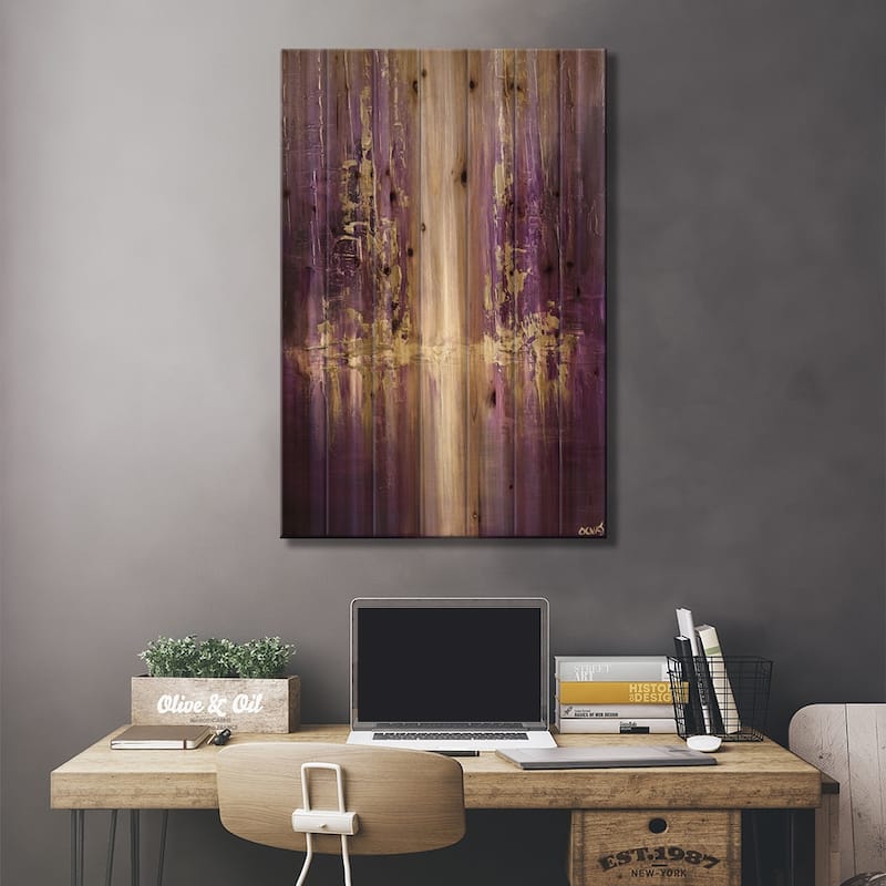 Purple Rain Print On Wood by Osnat Tzadok - Multi-Color