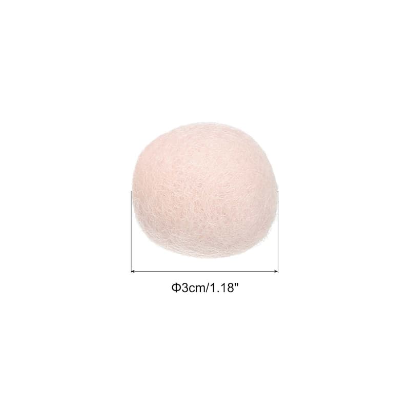 Wool Felt Balls Beads Woolen Fabric 3cm 30mm for Home Crafts 5Pcs - White Pink