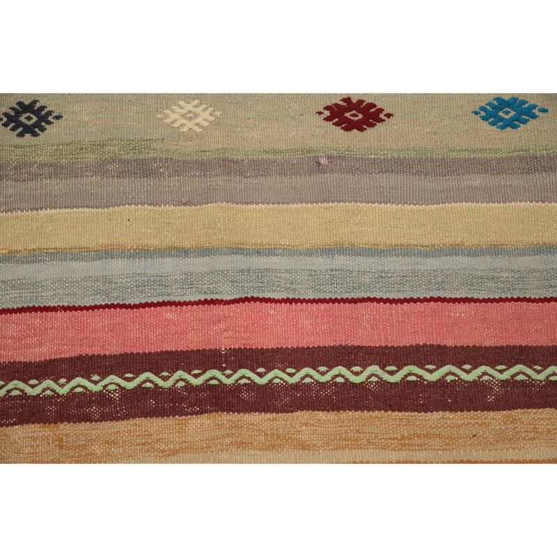 Hand Woven Oriental 100% Wool Carpet Southwestern Tribal Multi-Colored Kilim Area Rug - 8' 0'' X 5' 5''
