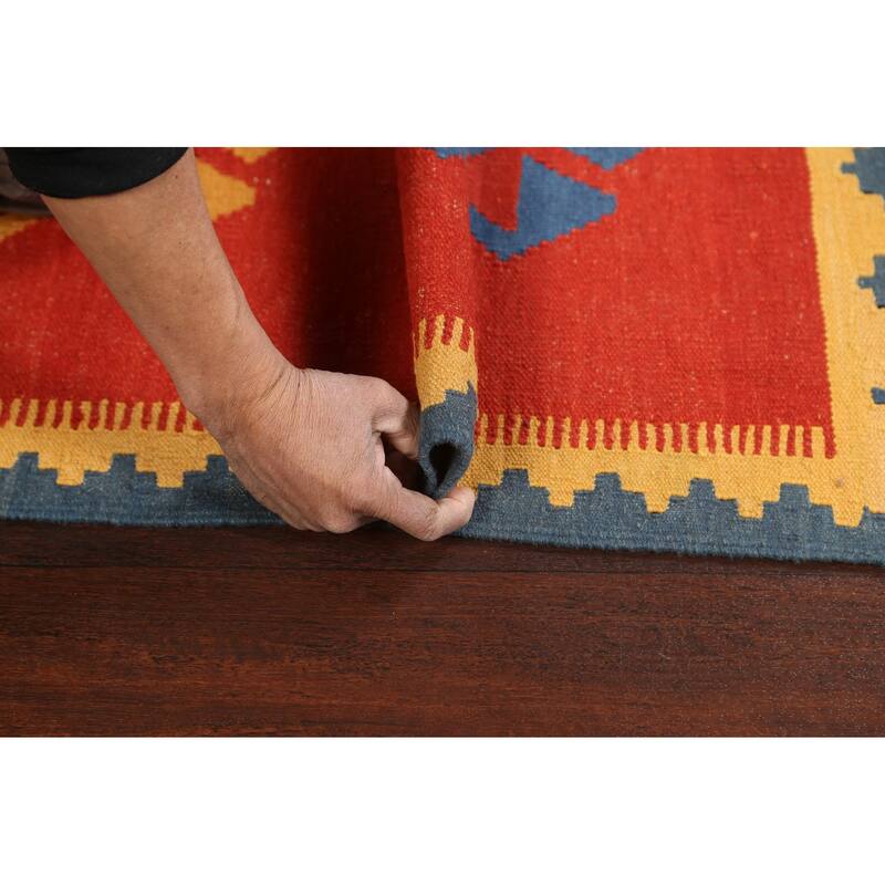 Tribal Kilim Shiraz Persian Wool Area Rug Flat-weave Bedroom Carpet - 2'8" x 4'6"