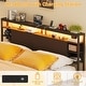 preview thumbnail 49 of 75, Bed Frame with Charging Station and RGB LED Lights, Sturdy Platform Bed with Storage Headboard,