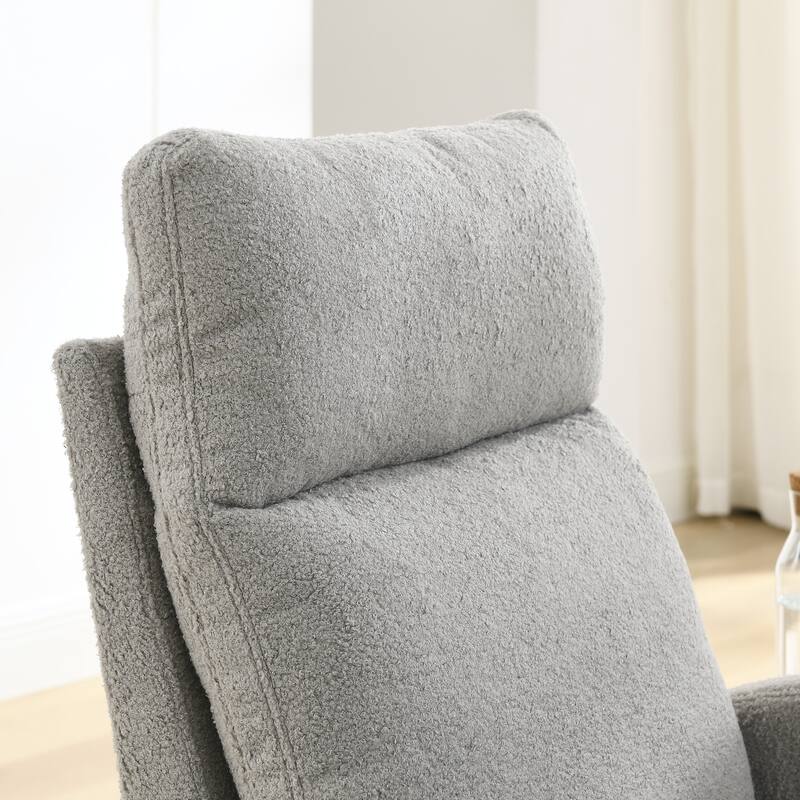 High Backrest Rocking Chair with Rubber Wood Base and Two Side Pocket