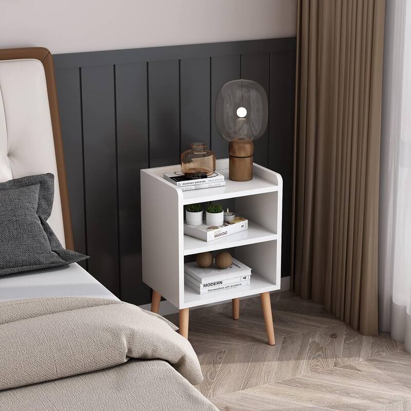 MidCentury Modern Bedside Tables with Storage Shelf Bed Bath