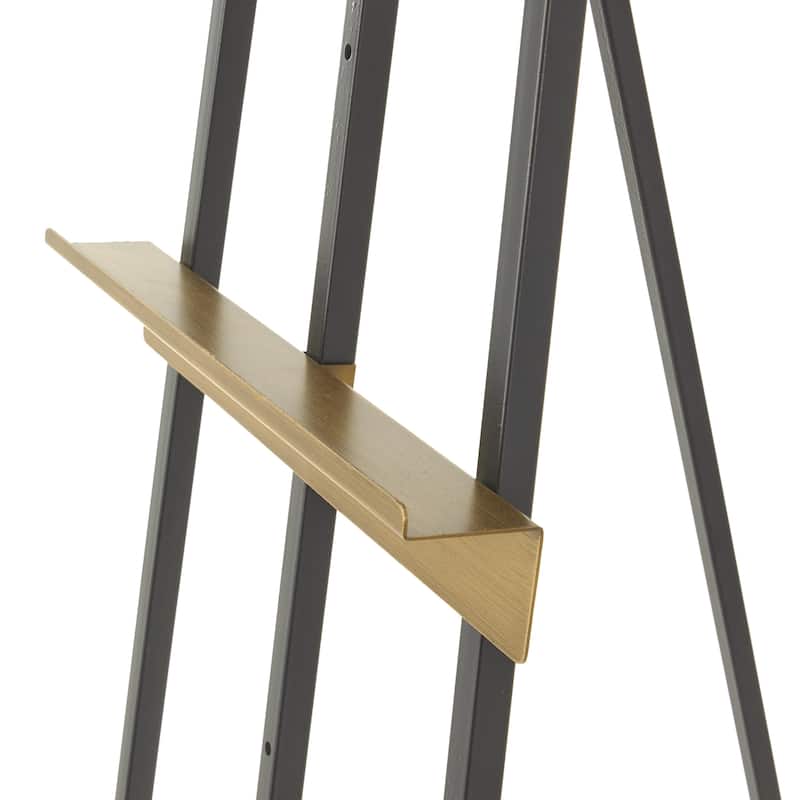 Metal Painter's Inspired 4 Tier Easel with Gold Accents - Black - Roche River Decor