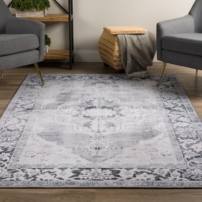 Addison Kensington Casual Medallion Non-skid Area Rug