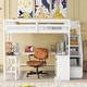 preview thumbnail 18 of 32, Full Size Loft Bed with Built-in L Shaped Desk & 3 Storage Shelves, Wooden Bedframe w/Storage Stairs & Full-Length Guardrail White - Full