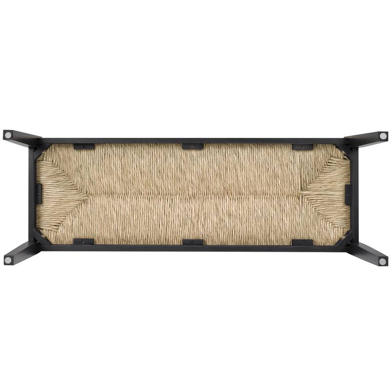 Bohemian 44.5" L Natural Weave Seagrass Rattan Entryway Dining Bench