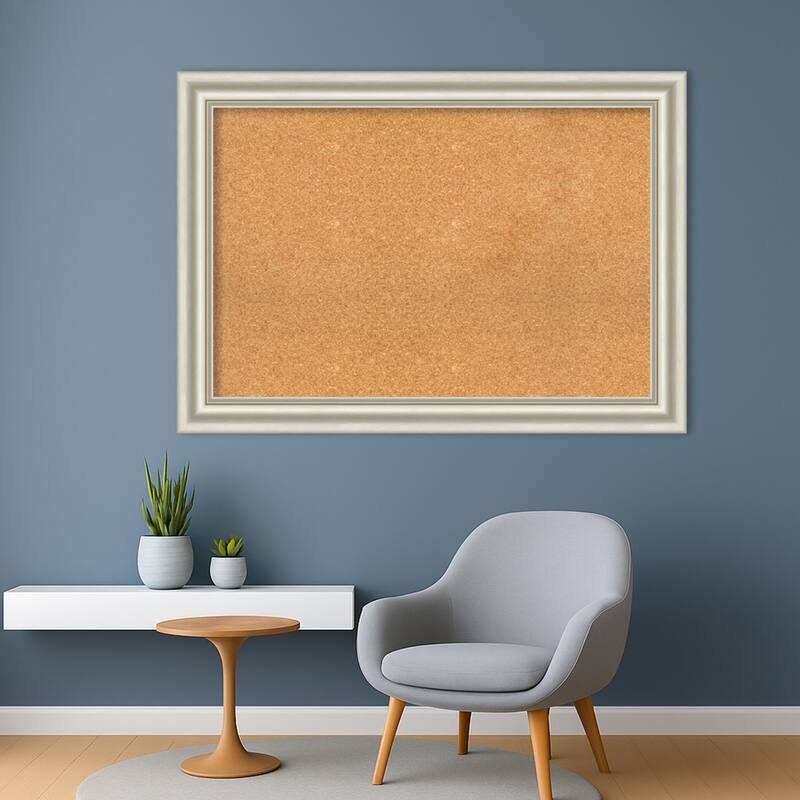 Sophia Silver Framed Cork Board - Bulletin Board, Organization Board, Pin Board