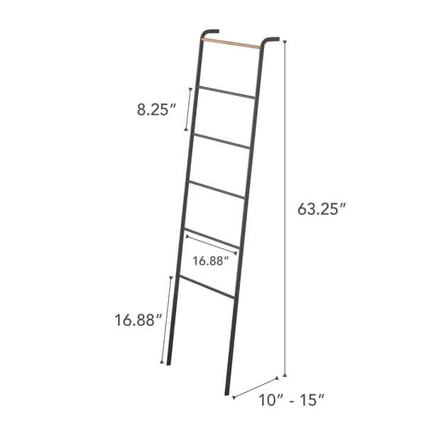dimension image slide 1 of 3, Yamazaki Home Leaning Storage Ladder - Two Styles, Steel, Ladder, Holds 13.2 lbs - L 9.45 x W 17.72 x H 62.99 inches