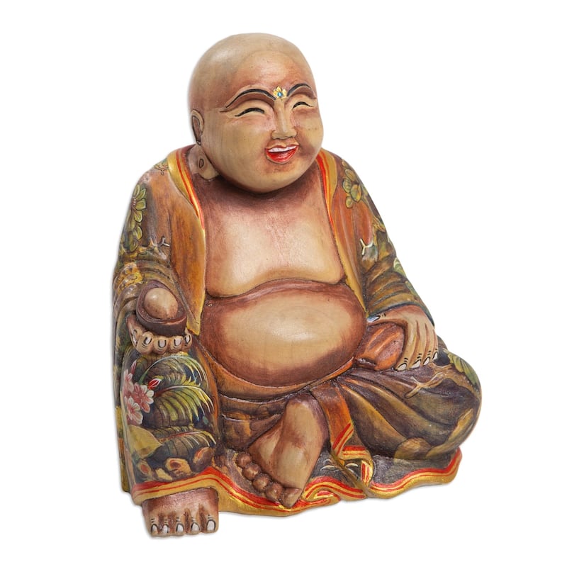Novica Handmade Buddha Of Nature Wood Sculpture
