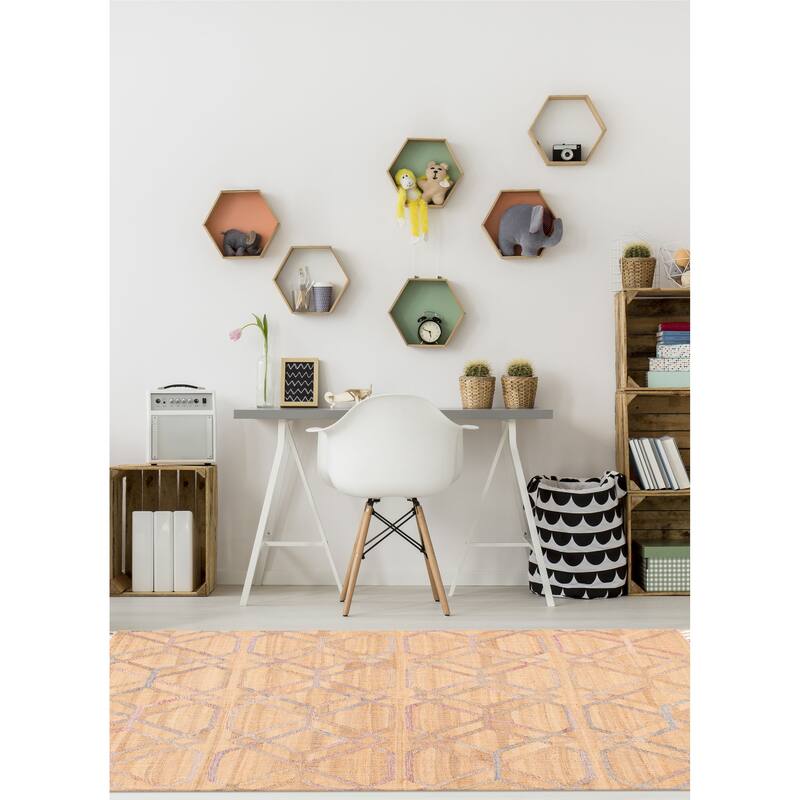 ECARPETGALLERY Flat-Weave Palas Denizli Tan Jute Kilim - 5'5 x 7'5