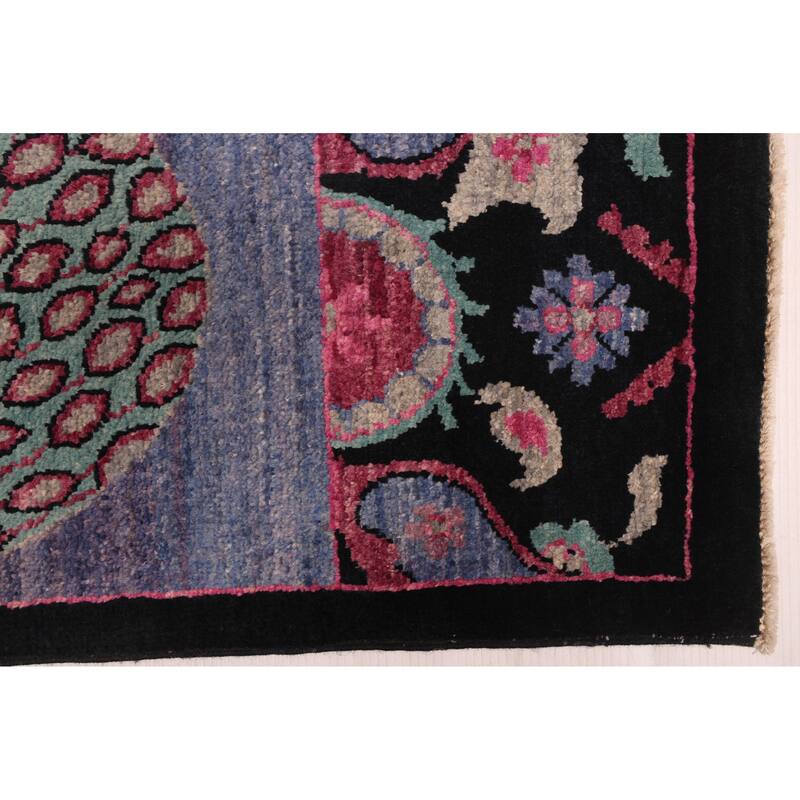 ECARPETGALLERY Hand-knotted Signature Collection Black, Burgundy Wool Rug - 7'10 x 9'11