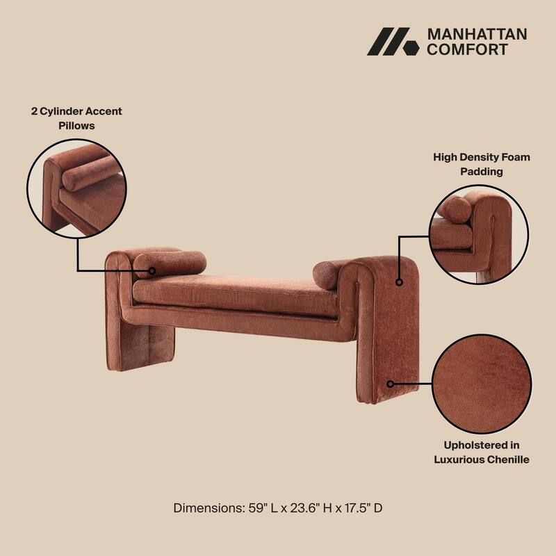 Manhattan Comfort Modern Concord Chenille 59 Inch Bench