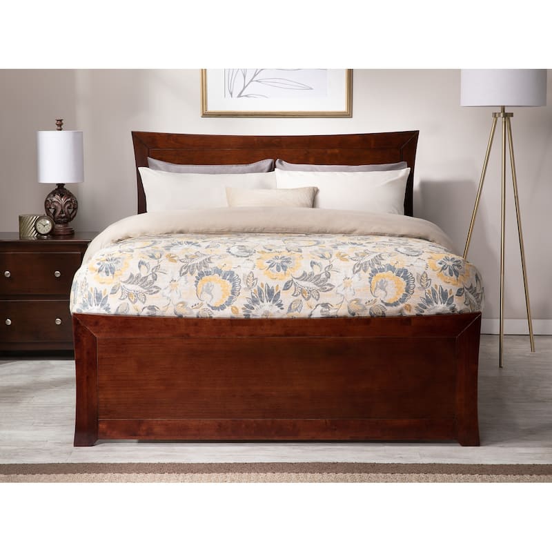 Metro Full Platform Bed with Footboard with 2 Bed Drawers in Walnut