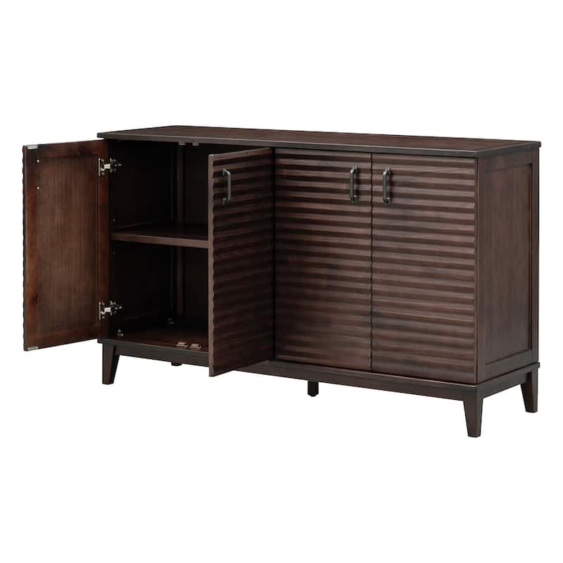 Sideboard with 4 Door Large Storage Buffet with Adjustable Shelves and Metal Handles for Kitchen