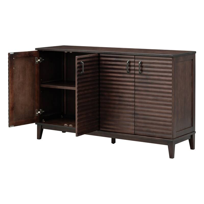 Sideboard with 4 Door Large Storage Buffet with Adjustable Shelves and Metal Handles