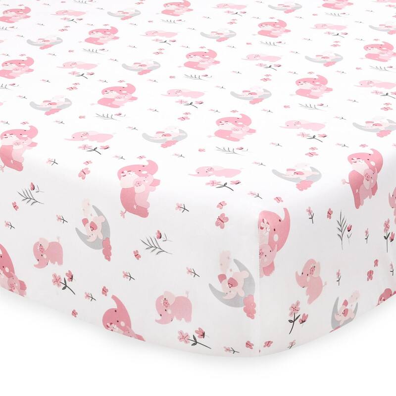 The Peanutshell Pink Elephant 3-Piece Crib Bedding Set