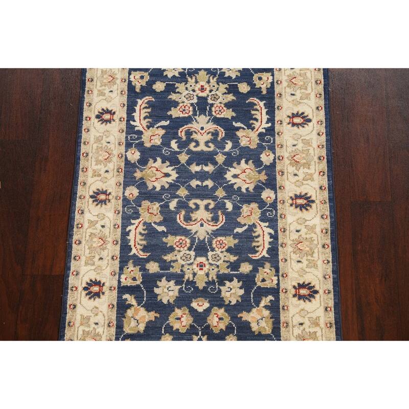 Vegetable Dye Peshawar Chobi Oriental Runner Rug Hand-knotted Carpet - 2'8" x 9'11"