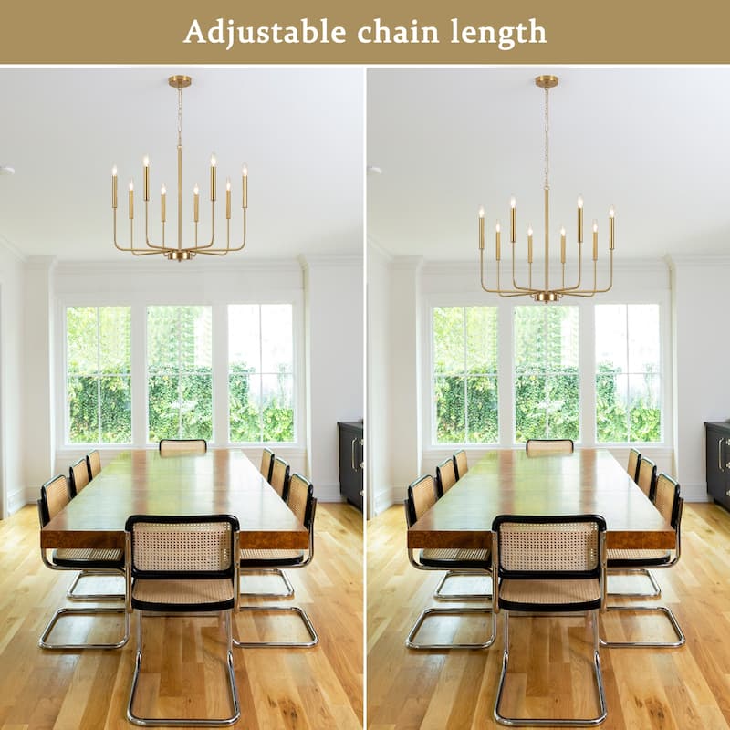 8-Light Farmhouse Traditional Candle Chandelier for Dining Room Bedroom Living Room