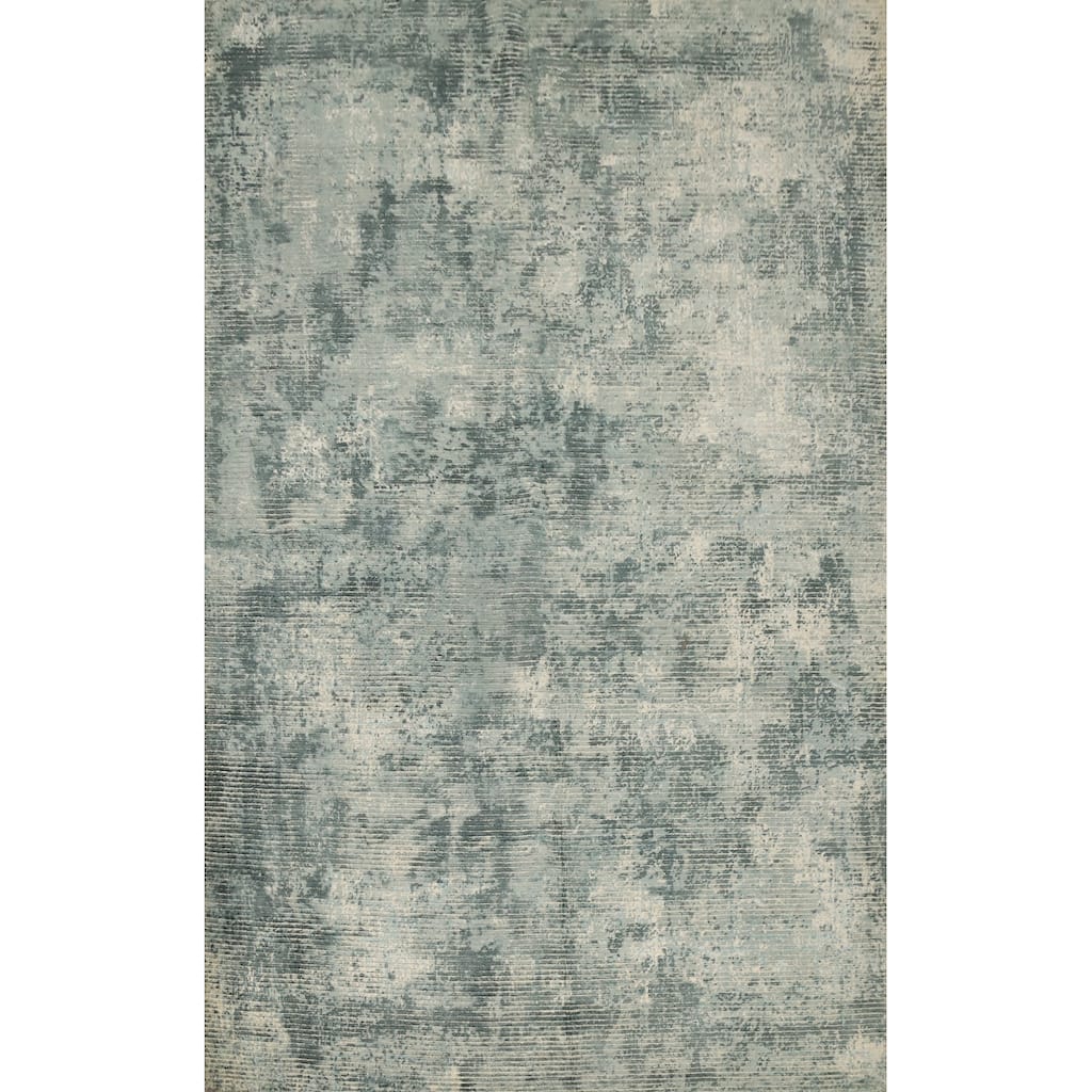 Hand Knotted Oriental Viscose Silk Carpet Modern Abstract Multi-Colored Abstract Area Rug - 7' 7'' X 5' 6''