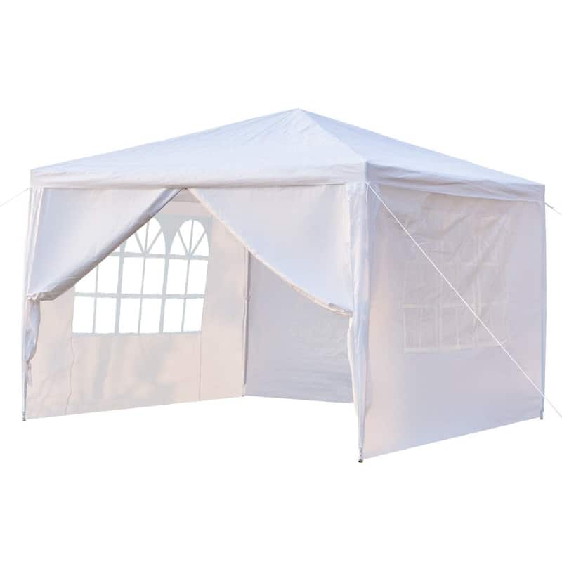 10-foot Square White Outdoor Party Canopy Patio Gazebo - 4sides