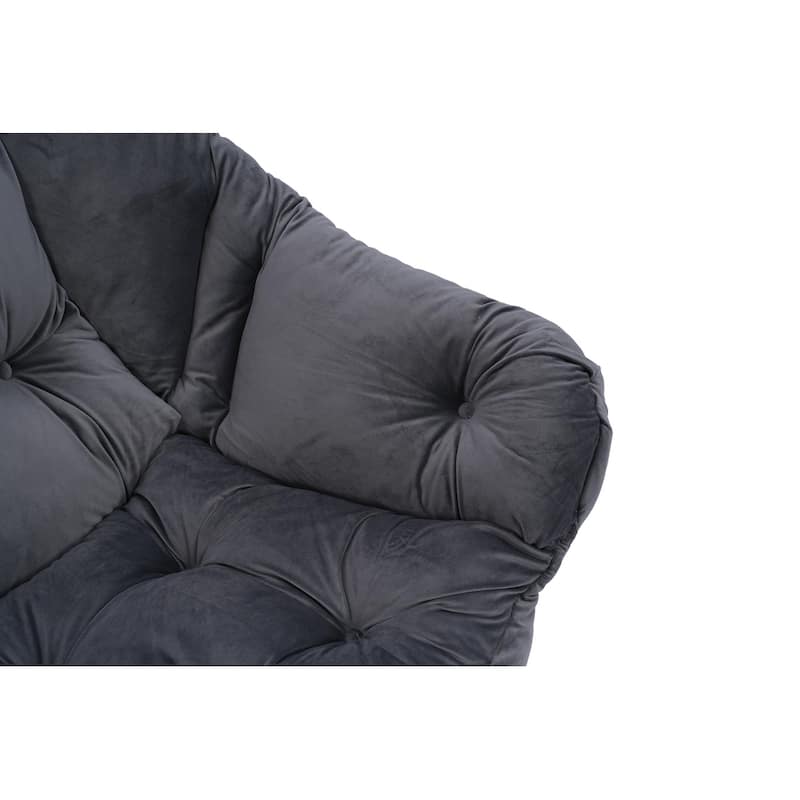 Accent Contemporary Lounge Chair, Single Steel Frame Sofa Chair with Armrests and A Side Pocket,with ottoman,with footrest