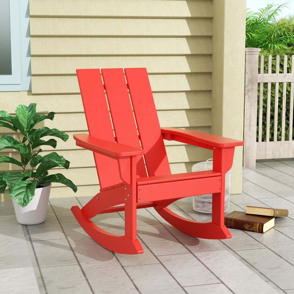 Shoreside Modern Eco-Friendly All Weather Poly Adirondack Rocking Chair