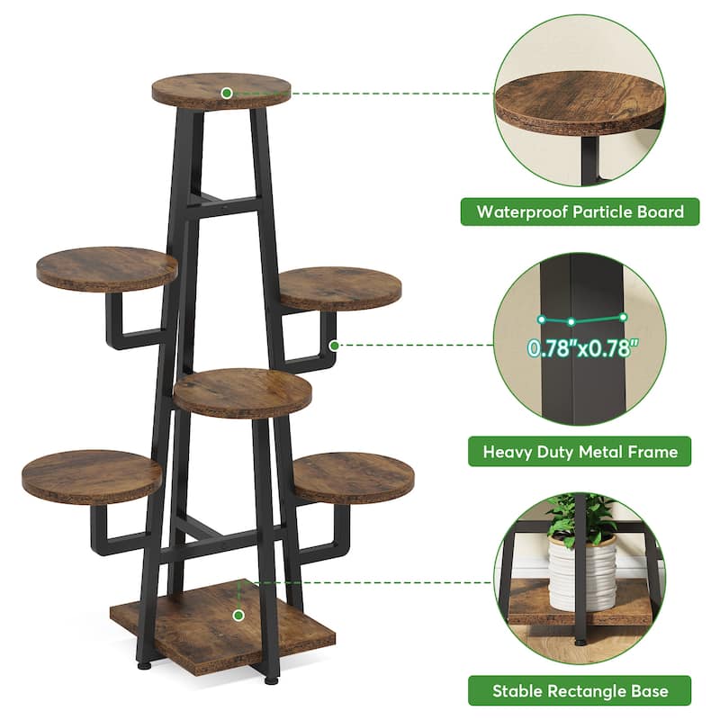 7 Tier Plant Stand Indoor, Tall Plant Shelf for Multiple Plants, Wooden Corner Plant Pots Holder Rack Flower Stand Shelf