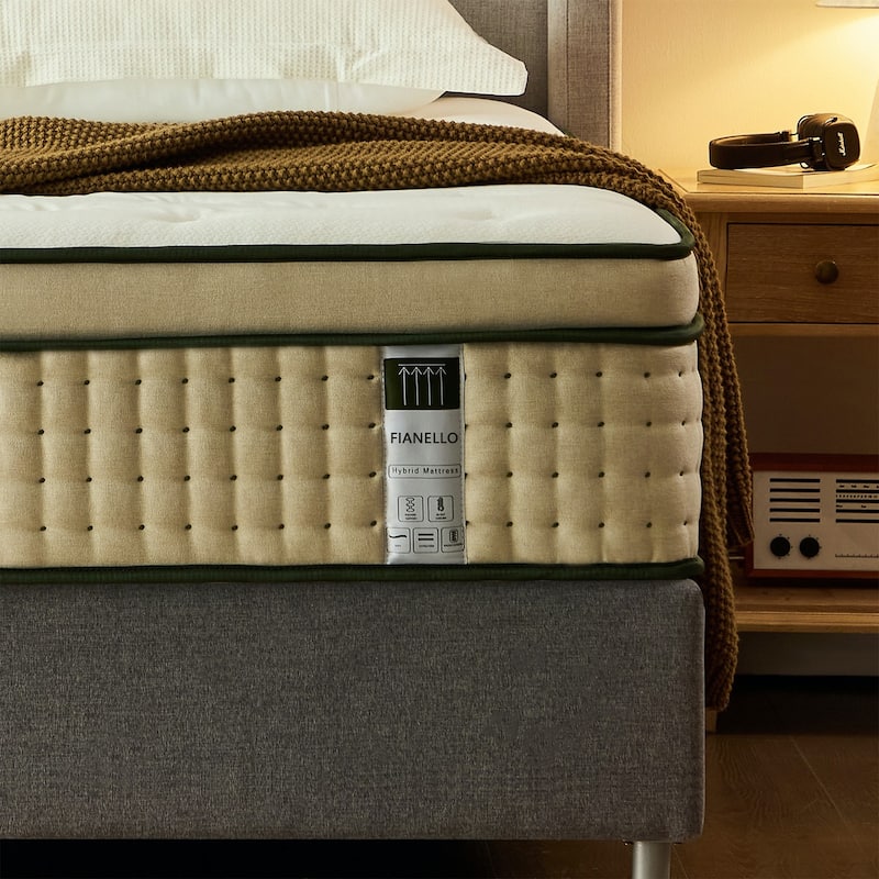 14 Inch Hybrid Mattress Medium Firm Pillow Top Mattress in a Box Comfort Foam for Pressure Relief