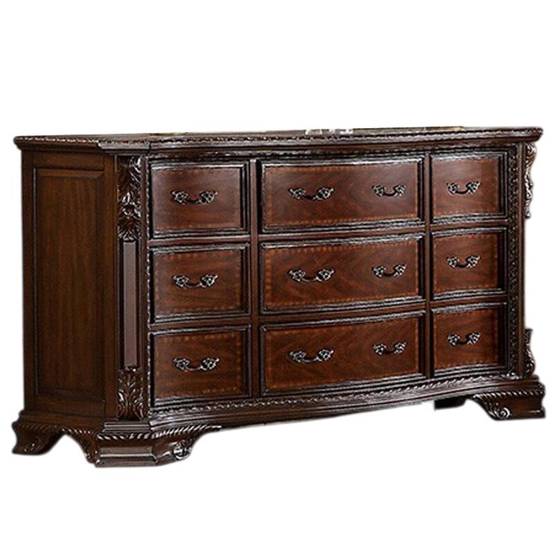 Ultra-Fine Designer Wooden Dresser, Dark Walnut Brown