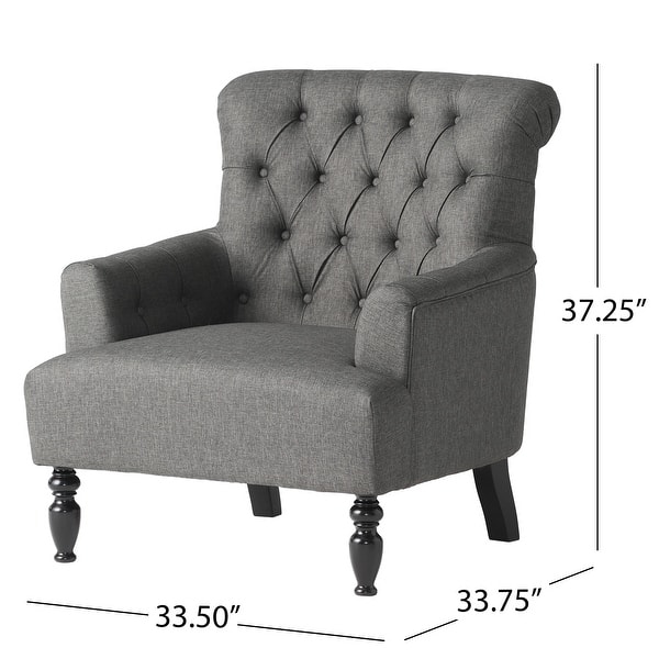 dimension image slide 0 of 2, Bernstein Tufted Club Armchair w/ Rolled Backrest by Christopher Knight Home