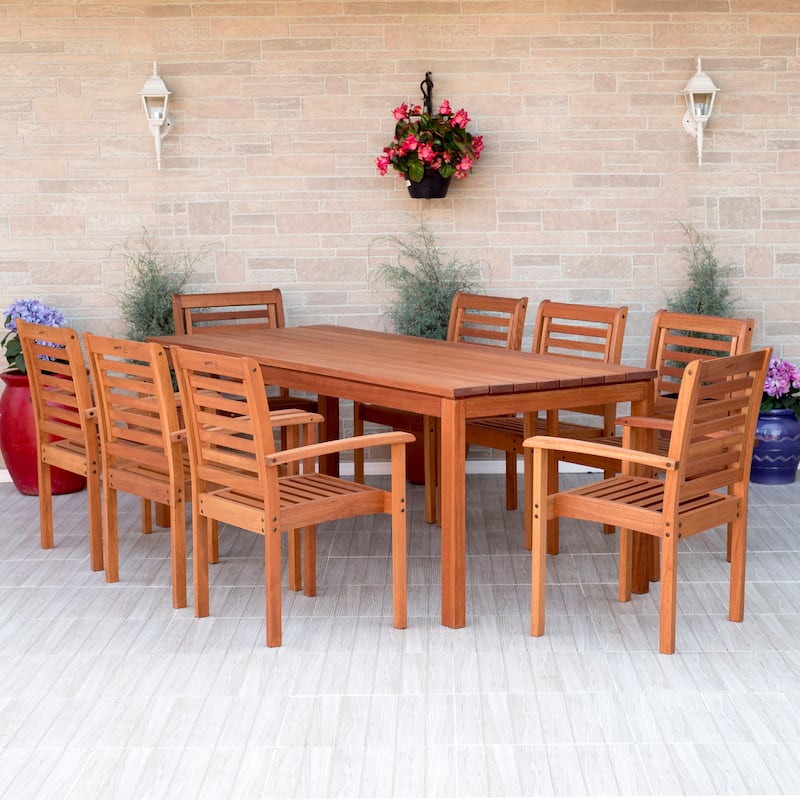 Amazonia Barbara 9-piece Wood Patio Dining Set - 9 Piece
