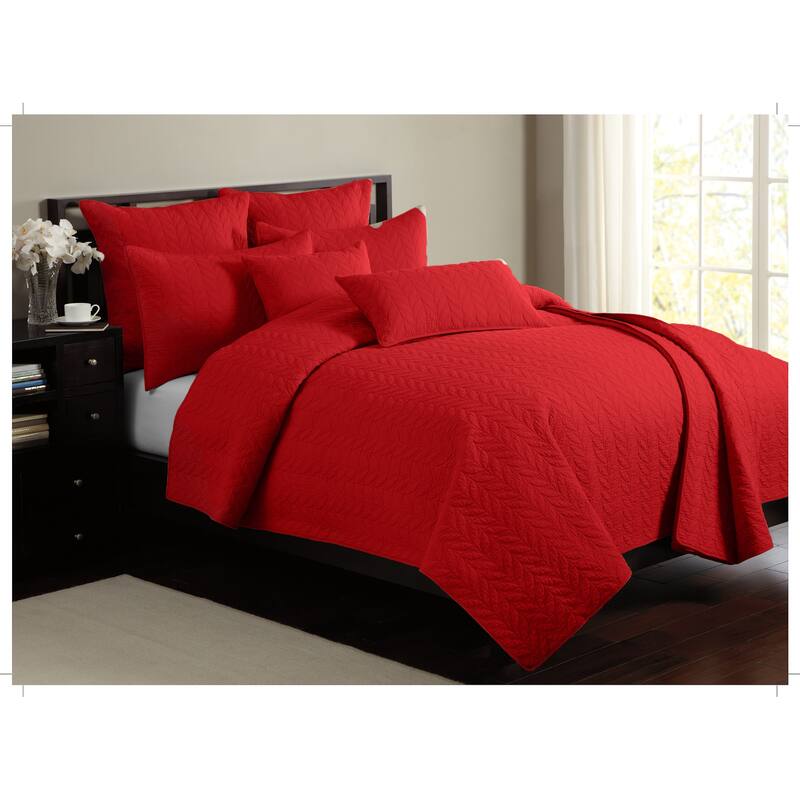 Gouchee Home Leaf Solid Quilt Quen Set
