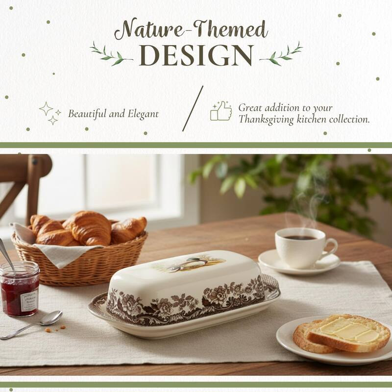 Spode Woodland Covered Butter Dish - 8 in by 4 in