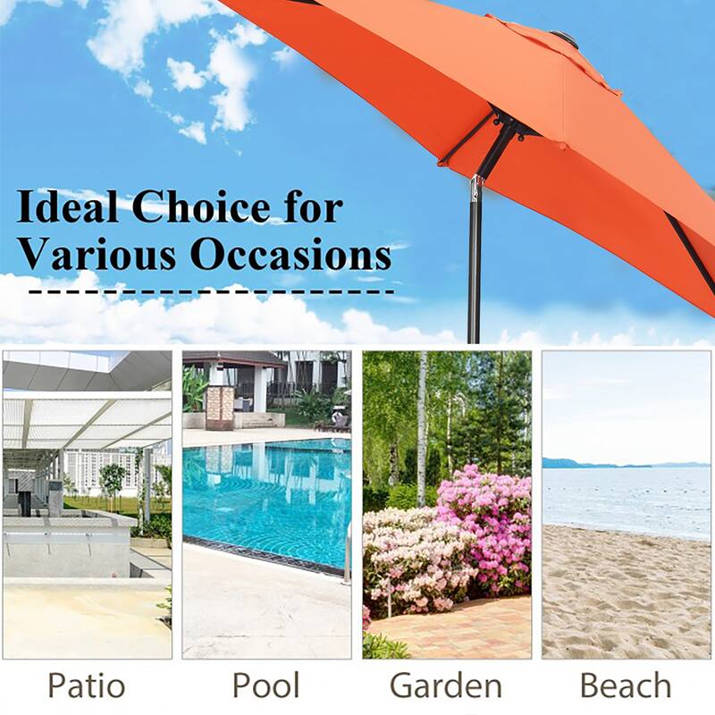 Ainfox 7.5ft Patio Umbrella Tilt Without Base Outdoor Hexagonal Umbrella