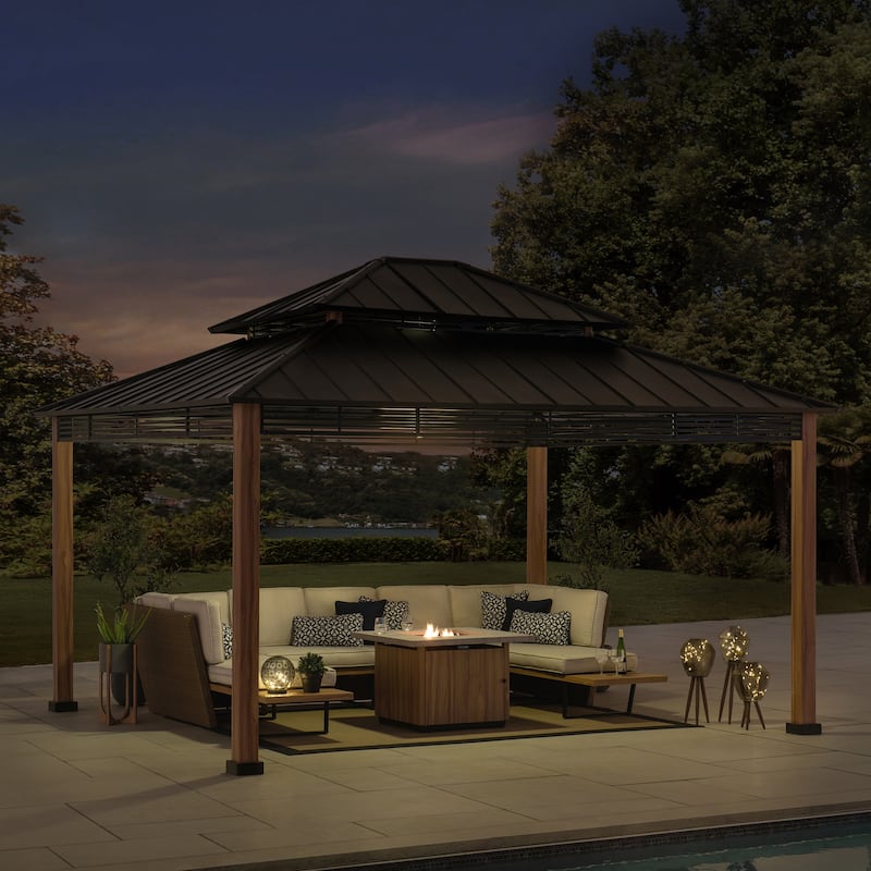 Sunjoy Roberts 13 ft. x 15 ft. 2-tier Hardtop Gazebo