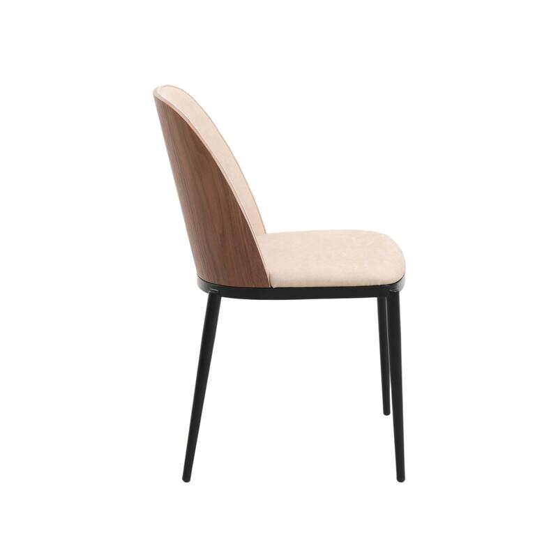 Dining Chair with Upholstered Seat Side Chair with MDF Wood Frame in Steel Set of 4