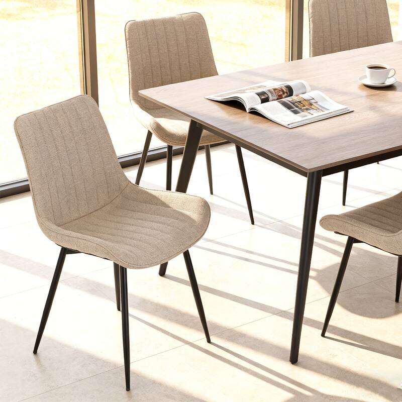 Modern Dining Chairs Set of 4, Upholstered Faux Leather Cushion Seat and Sturdy Metal Legs (4 Chairs)