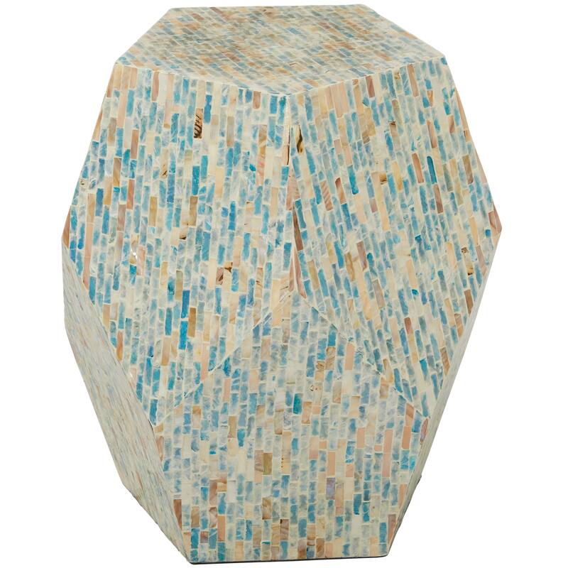Mother of Pearl Shell Handmade Accent Table - Cream or Multi Colored