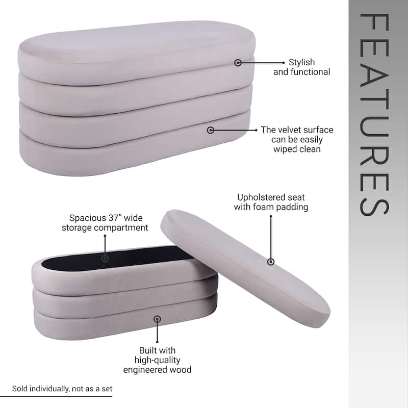 Velvet Storage Ottoman Bench MDF Frame Modern Living Room Bedroom