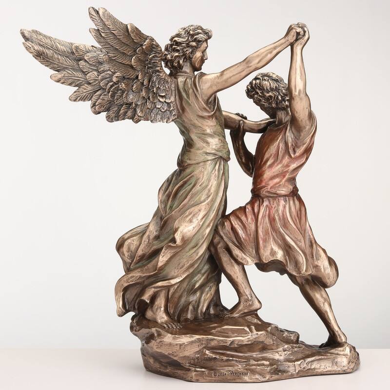 9.45 inches Height Cold Cast Bronze Jacob Wrestling with God Bronze Finish Figurine
