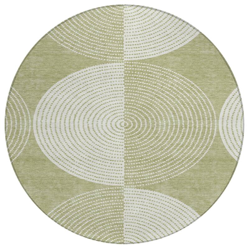 Machine Washable Indoor/ Outdoor Geo Circles Chantille Rug