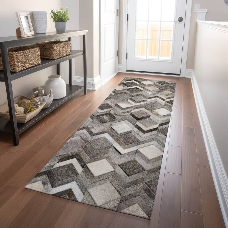 Premium Washable Super Soft Chevron Patchwork Mayfield Rug - Gray - 2' 3" x 7' 6" - Runner