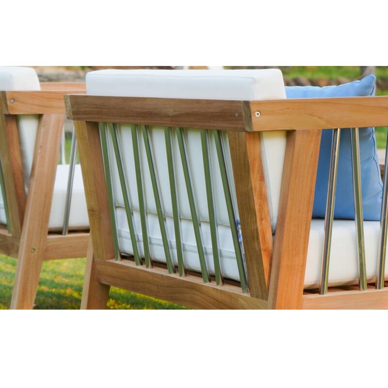 ROSSIO - Moshet Teak Outdoor Converation Set for 5 Person, Brown Natural Wood