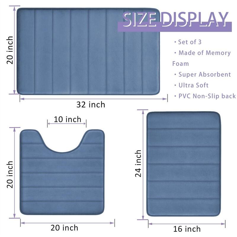 Bathroom Rugs Set Memory Foam