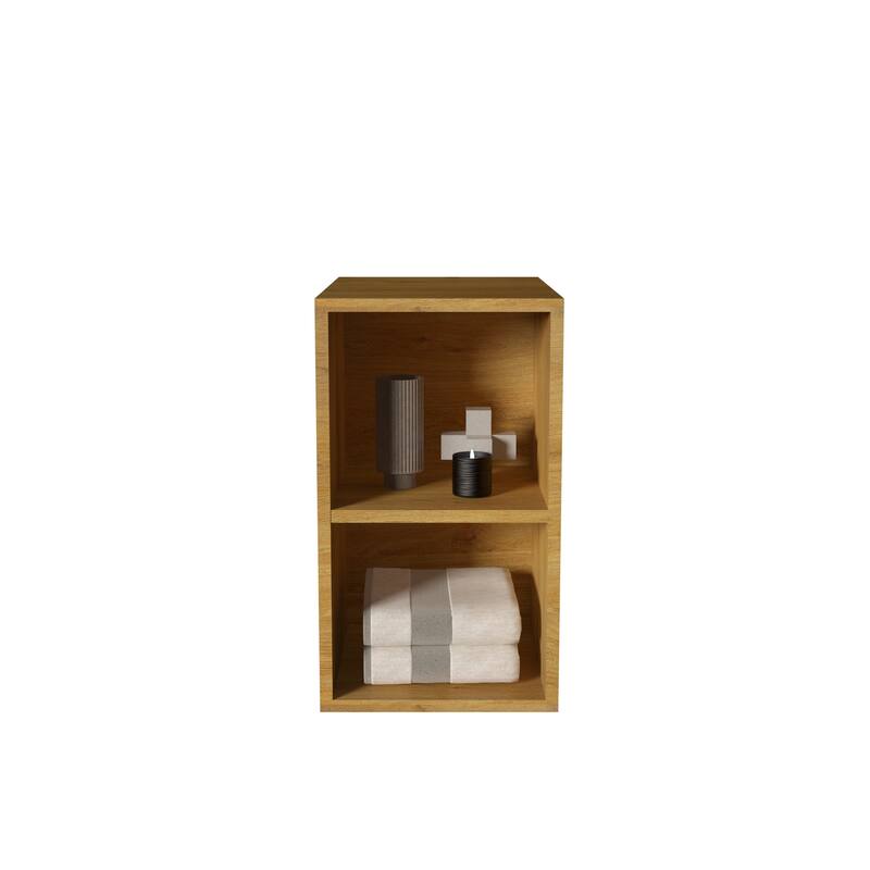 Bathroom Wall-Mounted Storage Cabinet with Two Open Shelves, Natural Oak Finish for Small Spaces - 17.91X11.81 in - 17.91X11.81 in - Oak + Engineered Wood