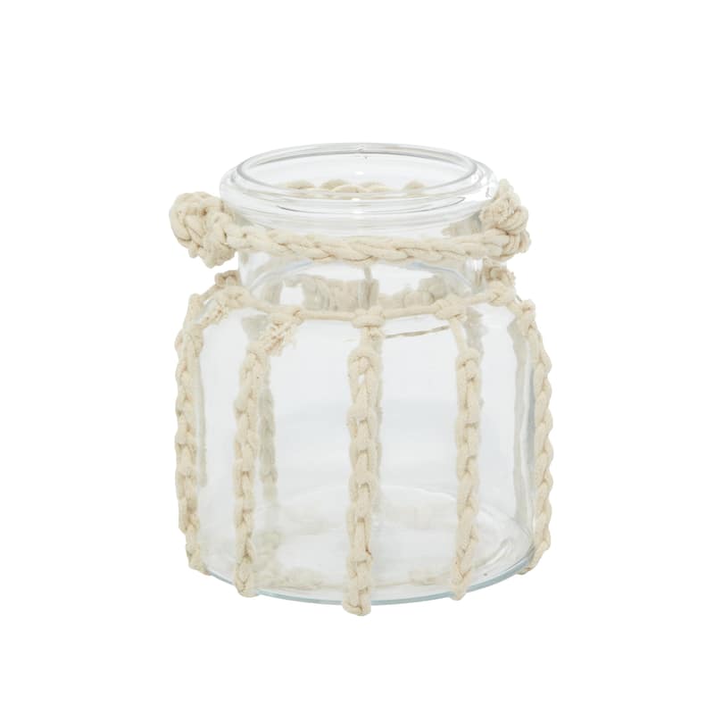 Glass Decorative Candle Lantern with Rope Handle - Clear - Roche River Decor