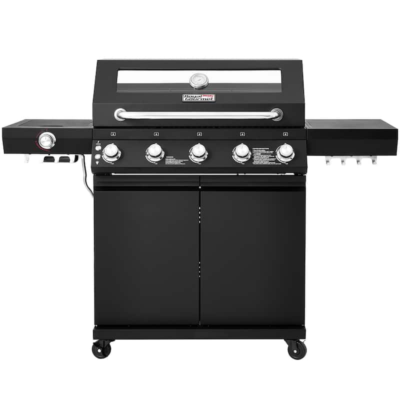 Royal Gourmet 5-Burner Gas Grill with Infrared Side Burner, including a Brush - Black - Propane Gas