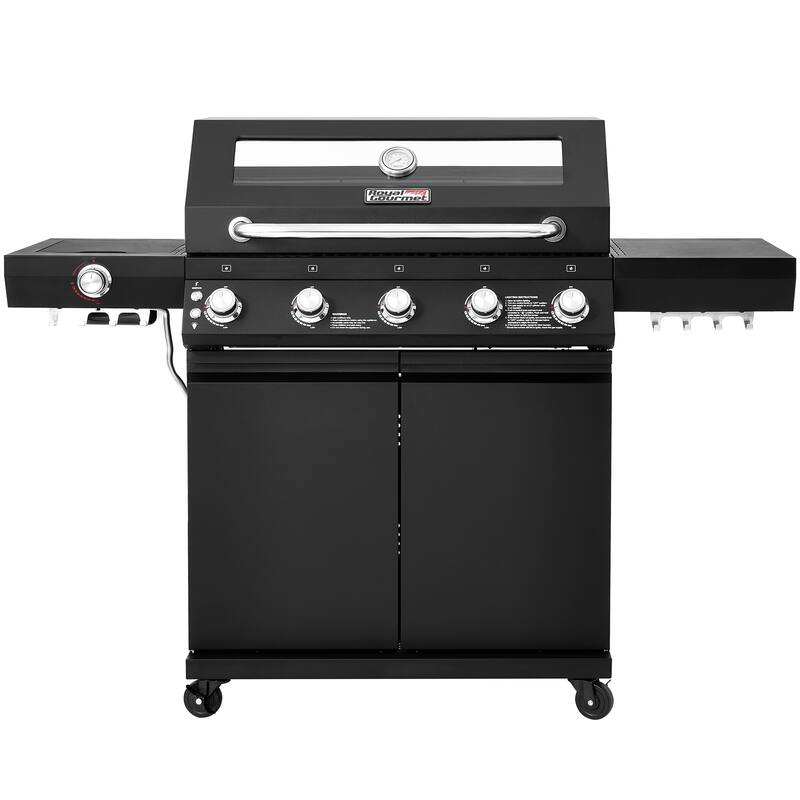 Royal Gourmet GEA5001H 5-Burner Gas Grill, With Infrared Side Burner - Propane Gas - Black